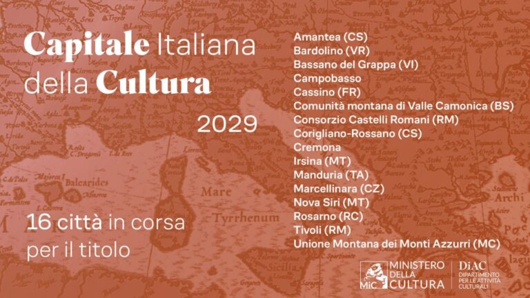 Capitale italiana della Cultura 2029: 16 città in gara